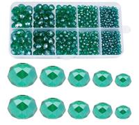 SUNNYCLUE 1 scatola da 780 perline sfaccettate per occhiali, perline di cristallo color ciano scuro da 2 mm, 4 mm, 6 mm, 8 mm, 10 mm, trasparenti, distanziatori scintillanti con taglio a diamante,