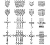 SUNNYCLUE 1 Scatola da 80 Pezzi Ciondoli per Rosario Ciondoli A Croce Ciondoli in Lega in Stile Tibetano Componenti per Lampadari Ciondoli in Argento Antico Crocifissi Pasquali per La Creazione