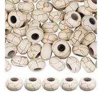 SUNNYCLUE 1 scatola Da 80 pezzi di Perline di Turchese con Foro Grande Rondelle Perline di Pietre Preziose Bianche Modello Europeo Piatte Rotonde Abaco Distanziatori Sciolti per La Creazione di Gioiel