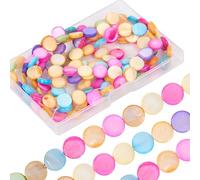 SUNNYCLUE 1 scatola Da Circa 152 pezzi Da 10mm di Perline di Conchiglia Tinte Perline di Conchiglia Rotonde Piatte Distanziatori Grandi Naturali per La Creazione di Gioielli per Collane Fai Da Te Brac