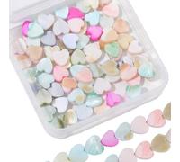 SUNNYCLUE 1 scatola Da Circa 80 pezzi di Perline A Forma di Cuore Perline Piatte A Forma di Conchiglia Sfuse 8mm Carine Naturali Stile Macaron Estive Oceaniche Da Spiaggia Distanziali per La Creazione