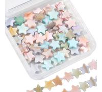 SUNNYCLUE 1 Scatola da Circa 80 Pezzi di Perline di Conchiglia A Forma di Stella, Perline di Conchiglia Piatte, Sfuse, Fili da 10mm, Grandi Distanziatori per Spiaggia Estiva, Macaron, per La Creazion