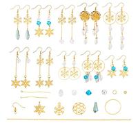 SUNNYCLUE 1 Scatola Fai da Te 10 Paia di Orecchini con Fiocchi di Neve Che Fanno Il Kit Iniziale Pendenti in di Fiocchi di Neve Perline di Vetro