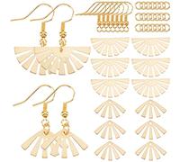 SUNNYCLUE 1 scatola Fai-Da-Te 20 paia Ciondoli A Ventaglio Ciondoli A Foglia di Palma Kit per La Creazione di Orecchini Ciondoli In Ottone per Creazione di Gioielli Ciondoli Ciondoli Dorati Kit di Gio