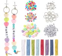 SUNNYCLUE 1 scatola Fai Da Te 20 set Kit Portachiavi Alfabeto Perline Smaltate Croce Acrilico Quadrato Lettera Cuore Lega Oro CHIsaro Argento Croci Perline Distanziatrici Portachiavi Kit per Creazione