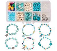 SUNNYCLUE 1 scatola Fai Da Te 6 pezzi Boho Shell Beads Beach Charm Ankle Bracelet Making Kit Foot Chain Sandal Beads Cavigliere Regolabili per La Creazione di Gioielli per Piedi con Ciondoli A Forma d