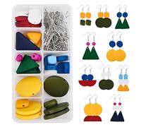 SUNNYCLUE 1 Scatola Fai da Te Fai 10 Paia di Orecchini in Legno Che Si Scontrano Kit per La Creazione di Ciondoli Geometrici in Legno Pendenti Perline di Legno Risultati di Orecchini per Donne