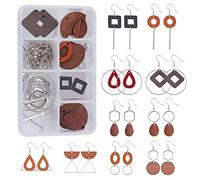 SUNNYCLUE 10 Paires Boucles d'oreilles Géométriques en Bois Kits Fabrication de Bijoux Triangle Larme Triangle Ovale Charms en Bois Pendentif pour Boucles d'oreilles Fabrication de Bijoux