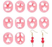 SUNNYCLUE 10 pz 10 Stili Argilla Cutter Forme Argilla Polimerica Cutter Sfuso Rosa Plastica Fiore Rosa Cuore Farfalla Goccia Texture Stampi Orecchini Cutter per Orecchini Gioielli Creazione Fai da Te