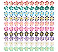 SUNNYCLUE 100 PCS 10 Couleur Tropical Polymère Argile Fleur Perles Plumeria Résine Cabochons Flatback Perles 5 Pétale Charme Floral Perles avec Trou pour Bijoux Boucle d'oreille Faire la Décoration