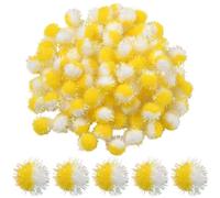 SUNNYCLUE 100 pz Palline di Pompon Glitterate Pompon Gialli e BianCHIS 1.35cm in Poliestere Oro Scintillante Soffici Morbide Rotonde Decorazione Mini Palline di Pompon per Progetti di Artigianato Fai