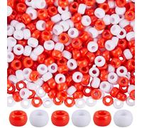 SUNNYCLUE 1000 pz. Perline Pony Da 6 x 9mm Perline Pony Rosse e Bianche Tema San valentinos Distanziatori In Plastica Kandi per Capelli OpaCHIS Sfusi per La Creazione di Gioielli Collane per Natale Ma