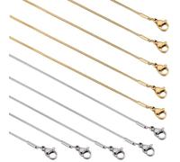 SUNNYCLUE 12 CONFEZIONE 18 pollici/ 0.45m 1mm Catena A Serpente In Acciaio Inossidabile Bulk Catene A Serpente In Argento e Oro Collana Chiusure per Artiglio di Aragosta In Metallo Catene Portacavi Co