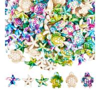 SUNNYCLUE 120 PZ 2 STILI Perline di Stelle Marine Tartaruga Turchese Perline Estive Hawaii Oceano Animale Vita Marina Pietra Preziosa Colorata Fortunata Perlina Distanziatrice Sciolta Sfusa per Creazi