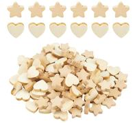SUNNYCLUE 120 pz Perline di Legno A Forma di Stella Perline di Legno A Forma di Cuore con Foro Legno di Acero Naturale Grezzo Distanziatori Sciolti A Cinque Punte per La Creazione di Gioielli Fai Da T