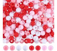 SUNNYCLUE 1200 pz 6mm Perline di San Valentinos Perline di Plastica Rotonde Rosa Rosso Bianco Amore Carino Piccole Perline Sciolte Acriliche Lisce per Creazione di Gioielli Fai Da Te Collane Bracciali