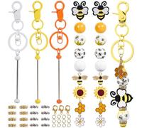 SUNNYCLUE 152 pz Fai Da Te 12 set Portachiavi con Perline Set Portachiavi con Perline Ape In Legno Perline Girasole Perline Primavera Insetto Ape Ciondoli Portachiavi con Perline per Donne Adulti Rega