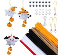 SUNNYCLUE 152 pz. Kit Artigianale per Scovolini per Halloween, Scovolini Arancioni, Rossi, Neri e BianCHIs, Steli In Ciniglia, Occhi Finti, Ornamenti Da Appendere per Fantasmi, Fai Da Te, Artigianato,