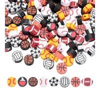 SUNNYCLUE 160 pz 8 stili 10mm Perline Sportive Bulk Mini Sfera Sportiva Perline Palla Sportiva Basket Baseball Calcio Piccolo Doppia Faccia Carino Perline Distanziatrici In Argilla Polimerica per La C