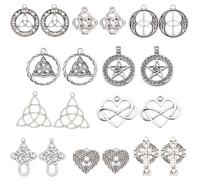 SUNNYCLUE 1scatola 20pezzi 10 Stile Nodo Celtico Charm Ciondoli Celtici Ciondoli Irlandesi Tradizionali Bulk Trinità Nodo Ciondolo Cuore Croce Amore Ciondoli per Gioielli Creazione di Ciondoli Regali