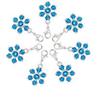 SUNNYCLUE 1Scatola 30pezzi Ciondoli con Cerniera Fiocco di Neve di Natale Ciondoli con Chiusura A Moschettone Ciondoli con Fiocco di Neve Blu Ciondoli con Fiocco di Neve Argento per Creazione di Gioie