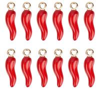 SUNNYCLUE 1scatola 30pezzi Ciondoli Pepe Ciondoli Verdure Mini Piccolo Peperoncino Smaltato Peperoncino Rosso Ciondolo Cibo Miniatura Chili Pepper Charms Piccante Realistici per Gioielli Creazione di