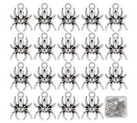 SUNNYCLUE 1Scatola 50pezzi Halloween Spider Charm Antique Sliver Spider Pendenti Lega Halloween Night Spider Pendenti Bulk per La Creazione di Gioielli Charms Bracciale Collana Orecchini Portachiavi F