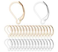 SUNNYCLUE 1Scatola 60pezzi Argento 24K Placcato Oro Oro Francese Ganci per Orecchino Leverback Risultati per Orecchino Leverback 6.5x10mm Leva Indietro Earwires per Gioielli Fare Orecchini Fai Da Te M