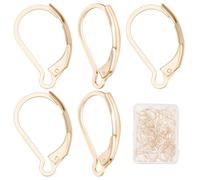 SUNNYCLUE 1Scatola 60pezzi Real 24K Gold Plated Leverback Earring Risultati Ganci per Orecchini Francesi 16.5x10mm Leverbacks Lever Back Earwires per Gioielli Fare Donne Adulti Fai Da Te Orecchini Pen