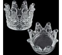 SUNNYCLUE 2 pezzo Portagioielli In Vetro Vassoio per Gioielli In Cristallo Trasparente Vassoio Porta Gioielli A Forma di Corona Piatto Vassoio In Vetro Trasparente Piatto per Gioielli per Anelli Orecc