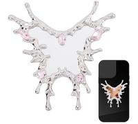 SUNNYCLUE 2 pz. Specchio Adesivo per Telefono in Lega di Strass con Farfalla Argentata A Forma di Animale per Cellulare con Retro in Vetro con Adesivi A Forma di Farfalle per Regali da Donna.