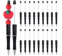 SUNNYCLUE 20 pz Penne Nere con Perline Penna A Sfera In Plastica Sfusa Creativa con Asta Retrattile Penna A Sfera con Inchiostro con Perline Penne Fai Da Te Decorazioni per Perline Scuola Ufficio Laur