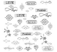 SUNNYCLUE 20 Stili 60 Pezzi Ciondoli Connettori di Parole Ciondolo A Forma di Cuore Argento Antico Simbolo di Infinito A Forma di Cuore Collegamento Parole Ispiratrici Connettori per La Creazione di G