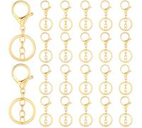 SUNNYCLUE 24 pz Portachiavi con Moschettone in Oro Moschettone con Moschettone Portachiavi con Anelli Piatti Divisi per Fai da Te Creazione di Gioielli CHISavi Borse e Accessori