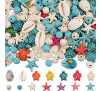 SUNNYCLUE 270 pz. Perline di Conchiglia, Perline Estive, Perline di Conchiglie, Conchiglie di Ciprea Stampate, Conchiglie di Turchese Sintetico All'Ingrosso, Distanziatori per La Creazione di Gioielli