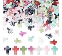 SUNNYCLUE 280 pz 7 stili Croci Perline Crocifisso Perline Piccolo Acrilico Pasqua Rosa Bianco Rosario Domenica Distanziatore Sciolto Perline Croce di Plastica per Bracciali Collane di Perline Portachi