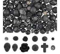 SUNNYCLUE 292 pz Kit di Perline A Forma di Teschio, Perline A Forma di Croce Gotica, Teschio di Halloween, Pietra Nera Sintetica Turchese, Pietra Lavica Naturale, Distanziatori In Vetro Sfaccettato pe