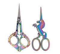 SUNNYCLUE 2pcs Forbici da Ricamo in Acciaio Inossidabile Shears-3.7/4.5 Pollici Piccole per Taglio Tessuto, Sartoria, Barba, Rifinitura del Naso, Forbici Unicorno E Cicogna, Crane Design