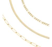 SUNNYCLUE 3 Stili Collane A Catena in Acciaio Inossidabile Catena Figaro Bulk Placcato Oro Graffetta Catena A Spina di Pesce Collane Set di Catena per Creazione di Gioielli per Braccialetti