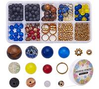 SUNNYCLUE 300pz + Kit Fai-Da-Te per La Creazione Del Braccialetto Del Sistema Solare Galaxy Guardian Include 100pezzi di Perline Planetarie E 100pezzi di Pietre Laviche E 100pezzi di Perle Distanziali