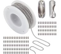 SUNNYCLUE 32.8 Piedi / 10 m 1.5 mm Catena di Perline in Acciaio Inossidabile Catena di Perline d'Argento Catene di Perline di Metallo Targhette per Cani Connettori A Rotolo Fermagli per estremità del