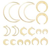 SUNNYCLUE 32 Pezzi Ciondoli Luna Mezzaluna in Ottone - Pianeta Luna Doppia Faccia in Resina Dorata Cornice Aperta Lunetta per Gioielli Crea