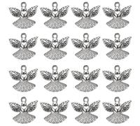 SUNNYCLUE 40 Pezzi Ciondolo Angelo Custode in Argento, Ali di Fata Pendenti Natalizi in Lega Tibetana Antica per Creazione di Gioielli e Bracciali