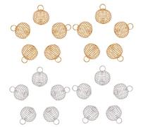 SUNNYCLUE 40 pièces Fer Rond Spirale Perle Cages Pendentifs Lanterne Creuse Charmes Bijoux Accessoires Pierre de Lave Titulaire pour Collier Bracelet Boucle d'oreille Fabrication de Bijoux