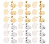 SUNNYCLUE 40 pz 2 colori Perni per Orecchini Rotondi Piatti per Orecchini A Perno con Dadi per Orecchini Ad Anello Vuoti In Vero Argento Placcato Oro 18K 304 perni per Piercing In Acciaio Inossidabile
