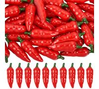 SUNNYCLUE 40 pz. Ciondoli Peperoncino Rosso In Resina Cabochon A Dorso Piatto Bulk Cinco De Mayo 3D Imitazione Peperoncino Vegetale Corno Piccante Scrapbooking Cabochon per Fai Da Te Artigianato Creaz