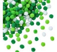 SUNNYCLUE 400 pz 10mm St. Palline di Pompon Verdi per Il Giorno di San Patrizio Mini Pompon Sfusi Assortiti In Poliestere Lime e Bianco Morbidi e Soffici Piccole Palline di Pompon per Fai Da Te Arte A