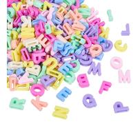 SUNNYCLUE 400 pz Perline in Resina per Lettere Dells'Alfabeto Colorate Sfuse 3D AZ Miste Caramelle Macaron Lisce Opache Distanziatori per La Creazione di Gioielli Forniture Fai da Te Braccia