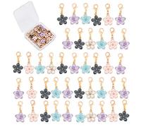 SUNNYCLUE 50 pièces 5 Couleur Fleur Émail Pendentifs Breloques en Alliage d'Or Pendentifs Perles Breloques avec Fermoirs à Griffes de Homard pour la Fabrication de Bijoux Collier Boucle