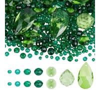 SUNNYCLUE 525 pz di Cristalli per Lampadari Prismi Perline Acchiappasole Rainbow Maker Grandi Ciondoli A Forma di Goccia Ottagono Perline di Vetro Verde Ornamenti Da Appendere per La Casa La Stanza Gl
